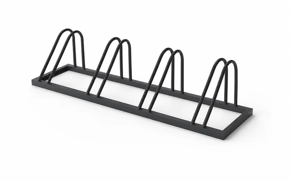 Velohawk Urban Rack, a floor-based commercial bike rack, shown in the 4-bike configuration